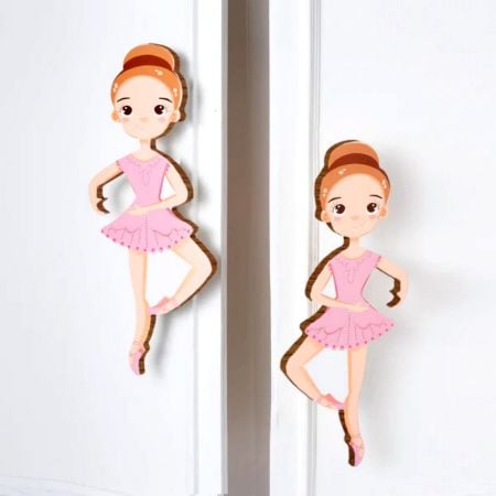 Handcrafted Acacia Wood Ballerina Doll Handles Set